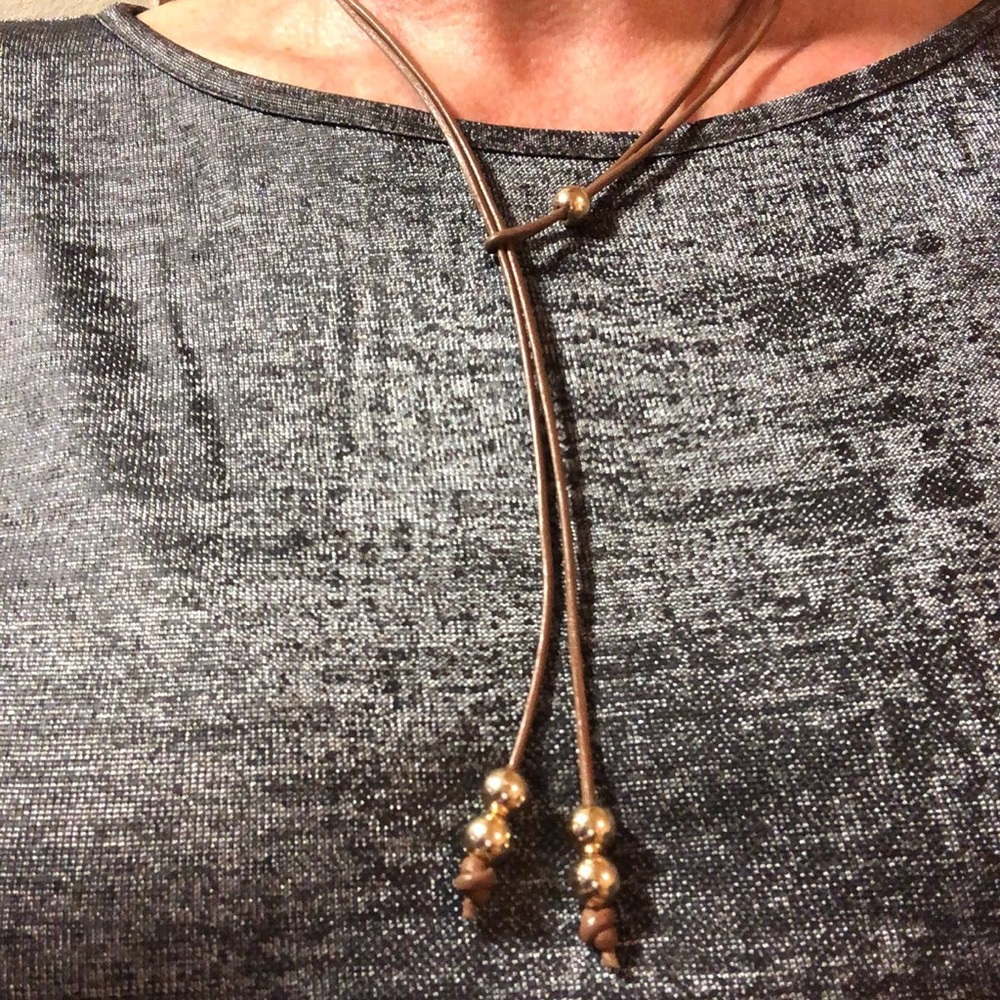 Handmade Leather and Gold filled necklace
